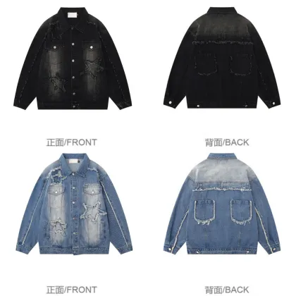 Trendy Brand Men's Denim Jacket - American Star Patch Oversize Vintage Unisex Jean Style Jacket