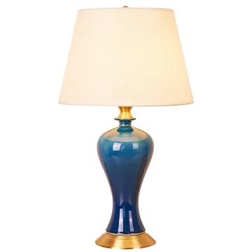 Classic Chinese Ceramic LED Table Lamp for Hotel Bedside Table