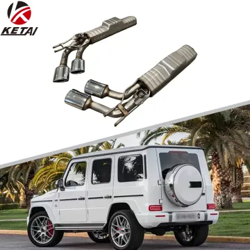 Car Rear Bumper G63 Style Stainless Steel Silver Exhaust with Valve Base for BENZ W463 2019-2022