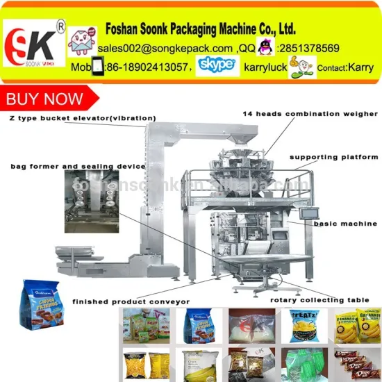 PLC control potato chips snack machine for packaging