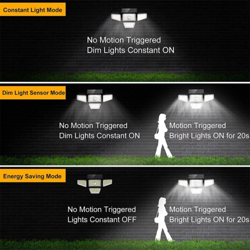 270 LED 4 Hesds PIR Solar Wall Light