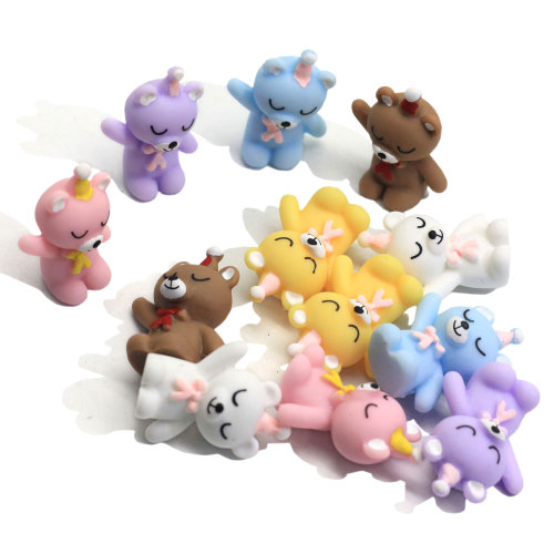 Colorful Cartoon Bear Animal Figurines 3D Resin Cartoon Bear Charms Ornaments For Wedding Party Fairy Garden Decoration