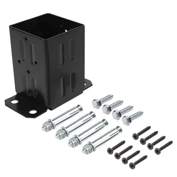Thick Steel and Powder Coated 4x4 Wood Fence Post Anchor Bases with Wood Screws and Concrete Anchors: Sturdy Solutions for Your Outdoor Projects
