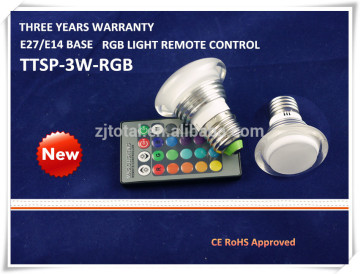3W RGB LED bulb light, hangzhou factory direct sales, ,remote control function with CE certificates