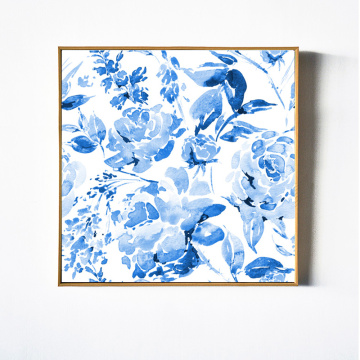 Modern Street Wall Decor Blue Trees Canvas Print