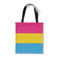 Pride Rainbow Flag Canvas Tote Bag dengan Zipper