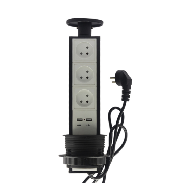 Israel Power Outlet: Retractable Pop-Up Socket with 3 Israel Plugs and 2 USB Ports