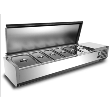 Stainless Steel Bench Table Top Salad Bar with Glass Display for Restaurants