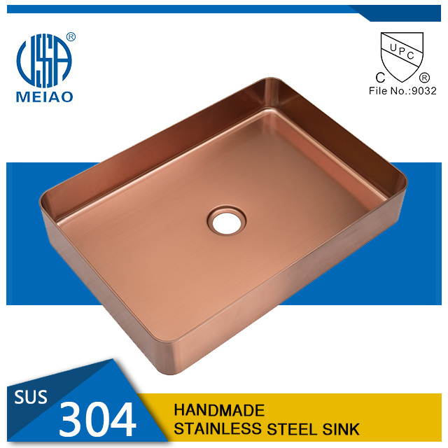 Stainless Steel Handmade Rose Gold Bathroom Sink China Manufacturers