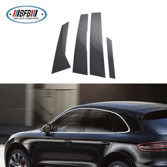 Real Dry Carbon Fiber Window Middle ABC-Pillars Posts Trims for Porsche Macan
