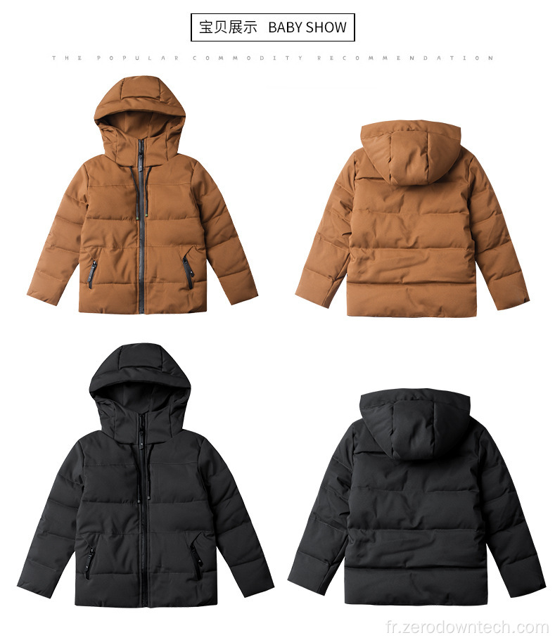 Veste d&#39;hiver à capuche imperméable matelassée zippée