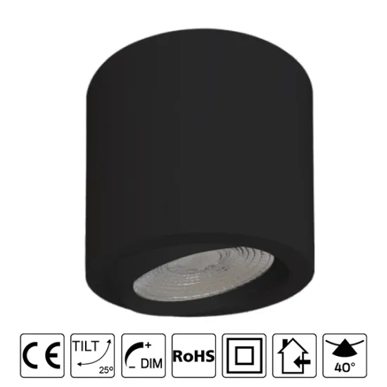 Surface mounted downlight black