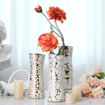 Luxury Gold and White Porcelain Vases for Wedding Centerpieces