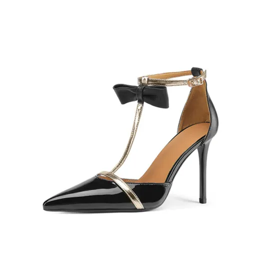 Pointed-Toe Bowknot High Heels Ankle-Strap