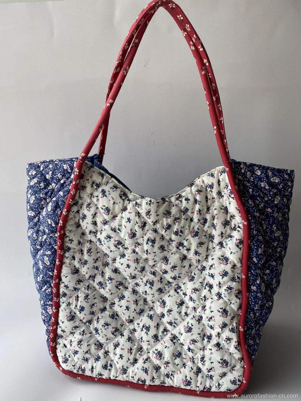 Deep blue cotton material shoulder bag