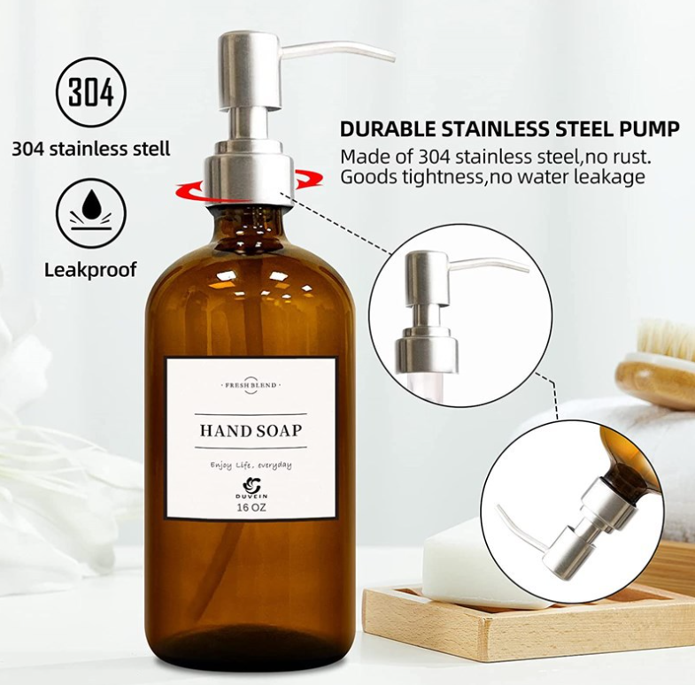 Stainless Steel Pumps Glass Bottle