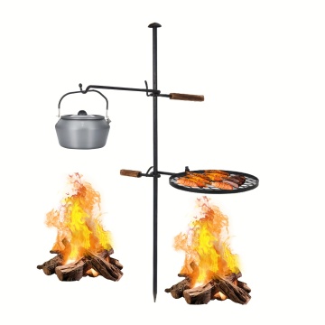 Portable and Multifunctional Adjustable Swivel Campfire Fire Pit Grill: Heavy-Duty Charcoal BBQ Grill for Camping