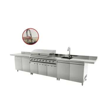 304 Stainless Steel BBQ Grill Outdoor Patio Kitchen Island with Faucet
