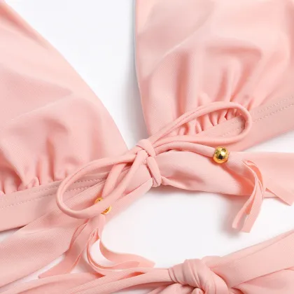 solid womens bandage swimwear two piece bikini