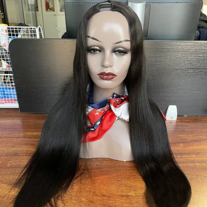 Wholesale 100 human hair u-part wig, body wave u part clip in wig, African American u part wigs for black women