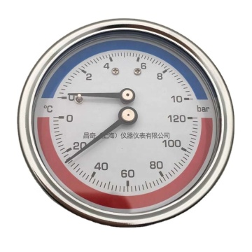 SKA-T107 63mm 2.5 Rear Thermocouple Bimetal Thermometer and Bourdon Tube Pressure Gauge