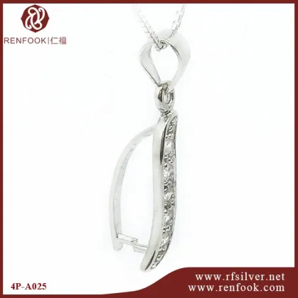 Renfook unique silver jewelry sterling silver crystal pendant bail