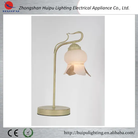 Alibaba manufacture home decoration glass shade metal reading table lamp