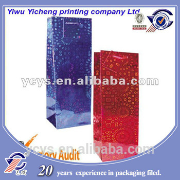 Custom High Quality Fancy Paper Wine Bottle bag