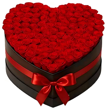 Heart Gift Box of 100 Red Preserve Roses
