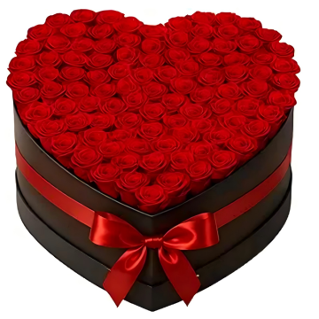 Coffret Coeur de 100 Roses Rouges Conserves