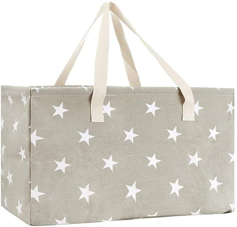 46l Canvas Reusable Grocery Shopping Tote Bag