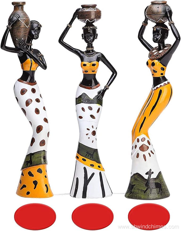 African Tribal Girl Figurine Statue for Decorative Use