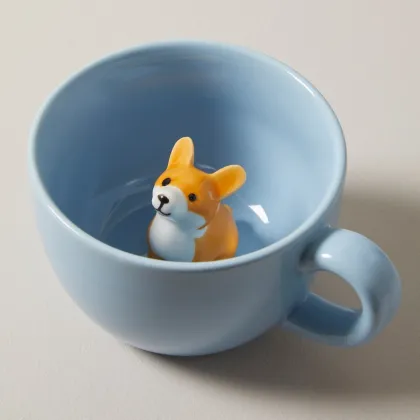 Ceramic Corgi Coffee Mug with Christmas Gift Theme