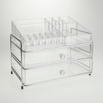 Acrylic Make Up and Jewelry Organizer With 2-Tier Drawer