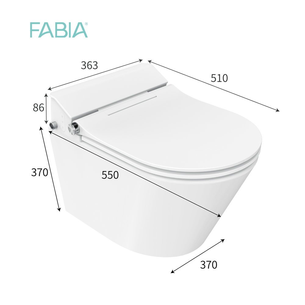 back to wall electronic toilet size