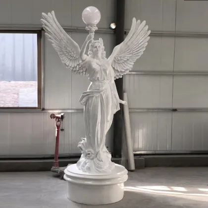 Fast delivery large white fiberglass angel light for decoration