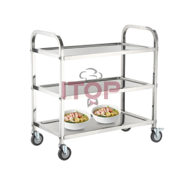 Stainless Steel Food Serving Trolley for Restaurants and Hotels