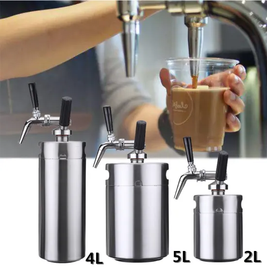 2/4/5/10L Nitro Cold Brew Coffee Maker Mini Stainless Steel Keg Home Brew Coffee Cup System Kit Stovetop Coffee Maker Pot