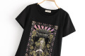 Camiseta de manga corta con estampado de rosas Camiseta casual de mujer