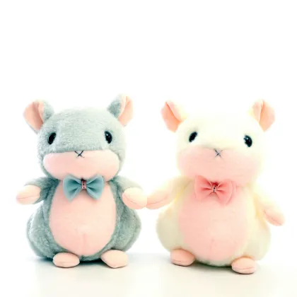 Wholesale Soft Cartoon Gray Mouse Plush Toy with Bow Tie