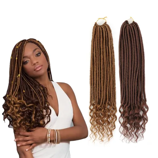 Wholesale Synthetic Hair Hot Selling Crochet Braiding Hair Extensions Faux Locs Deep Curl 20inch Goddess Faux Locs