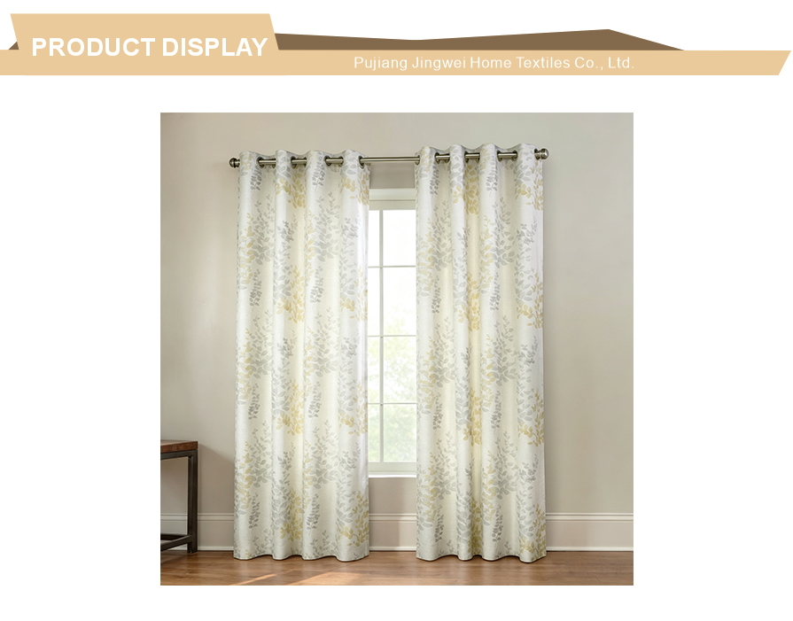 Dual tone foliage semi sheer grommet drape