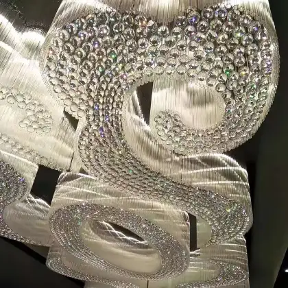 Designer Large Crystal Lamp for High Ceiling Luxury Living Room