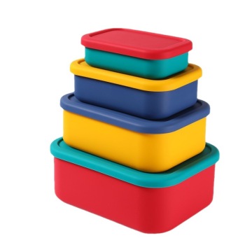 300-2100ML Food Grade Silicone Lunch Box with Lid - Portable Crisper Storage Box