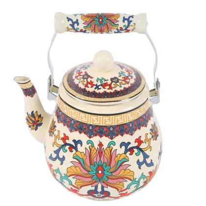 3.5L Pear Shape Pottery Handle Enamel Kettle
