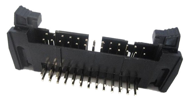 2,54 mm (0,100 &quot;) Pitch männlicher Ejektor -Header -Header Dip 90 ° Doppelzeile mit speziellem Kurzerriegel