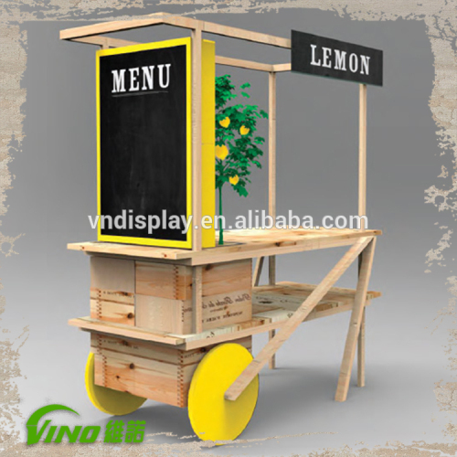Wood Food Cart, Shop Shelf, POP Display Supermarket