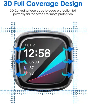 Full Coverage Anti-Scratch 3D PMMA Screen Protectors for Fitbit Sense Versa 3/2