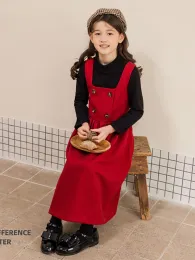 Autumn/Winter 2022 Girls' Dress Strap Dress Plush Undercoat Set