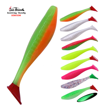 Soft Plastic TPR Fishing Lures - Paddle Tail and T-Tail Lures 8cm 10cm
